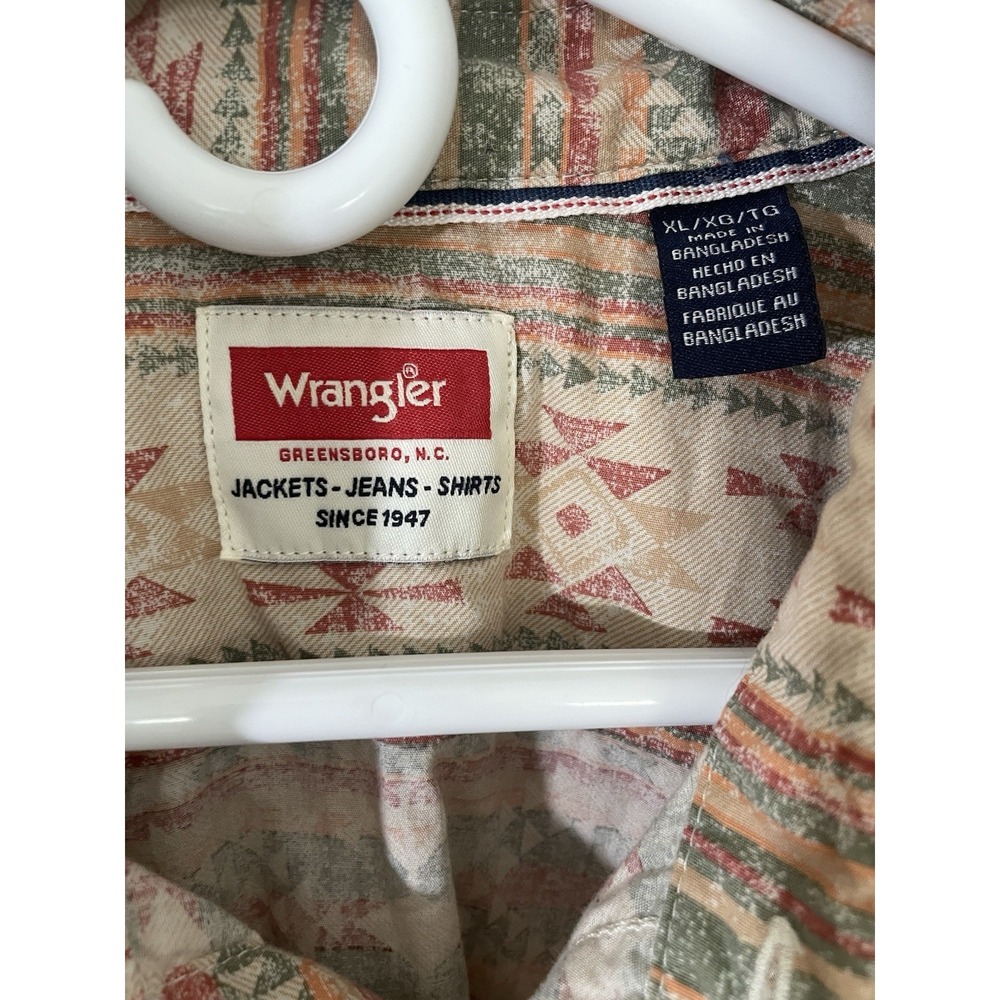 Wrangler Aztec Southwestern Print Pearl Snap Button Up Shirt Size XL Cotton - Picture 4 of 7
